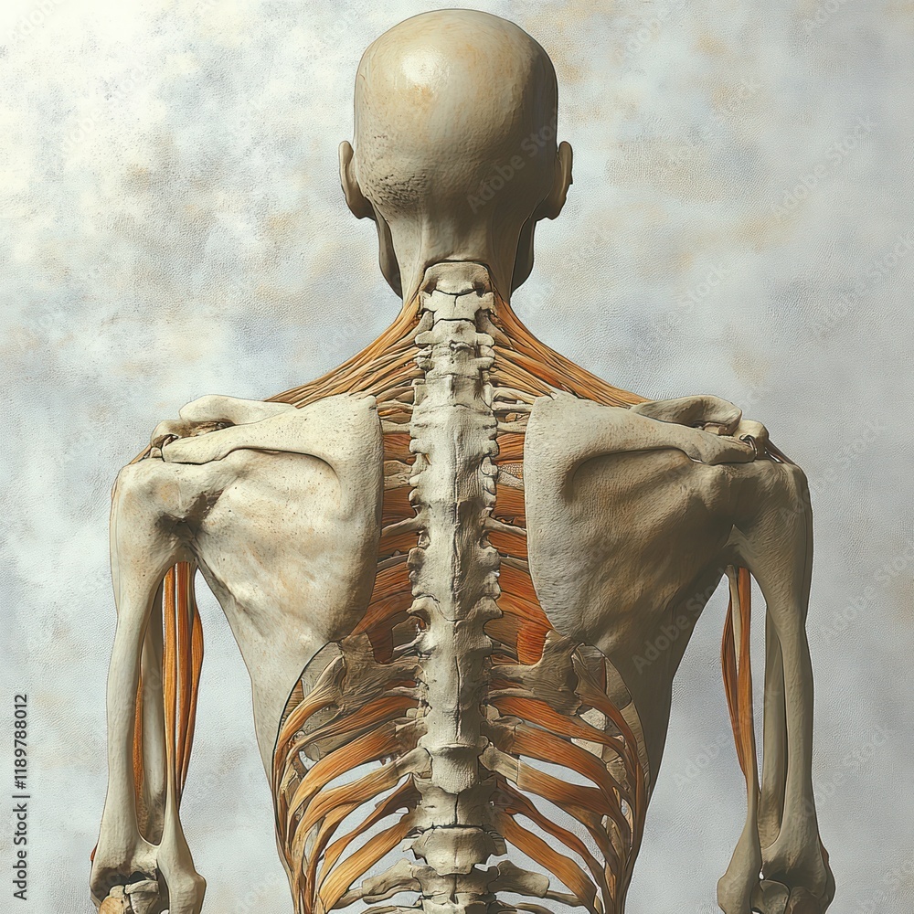 Human Skeleton Posterior View with Detailed Anatomical Muscles ...