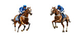 Racing Horses with Jockeys on Transparent Background