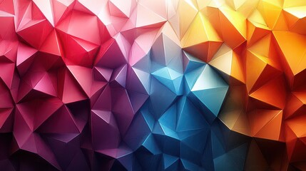 Wall Mural - Abstract colorful low-poly background with vibrant red, blue, and orange geometric shapes.