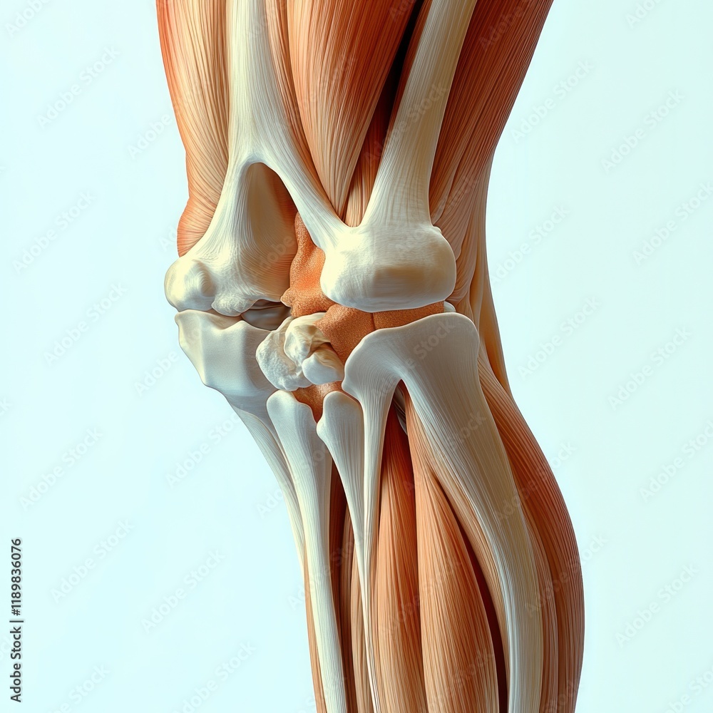 Labeled Hamstring Muscles Anatomy 3D Illustration Male Posterior View ...