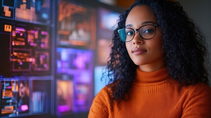 Confident Woman in Tech: A Portrait of Innovation