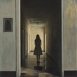 © Infinity - Solitude: A Pensive Figure in a Long Hallway