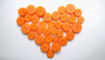 Canvas Print - Heart-shaped arrangement of carrot slices. Healthy eating concept.