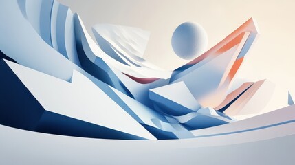 Aufkleber - Geometric shapes and figures appear to be flying against a light background, creating a dynamic and abstract visual effect