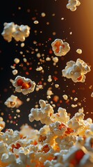 Sticker - Delicious popcorn bursts into the air. AI.