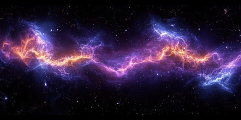 Wall Mural - vibrant purple nebula with blue highlights in cosmic digital surrealism