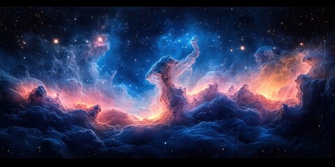 Wall Mural - Nebula and Stars Cosmic Landscape Abstract Space Art Equirectangular Projection Panoramic Background