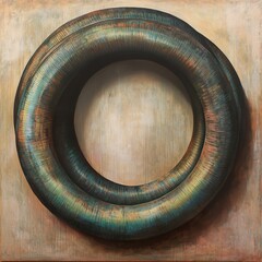 Wall Mural - Double Ring Abstract: A Modern Metal Sculpture