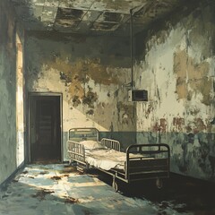 Poster - Abandoned Hospital Room: A Haunting Stillness