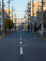 Wall Mural - 早朝の街と道路の風景