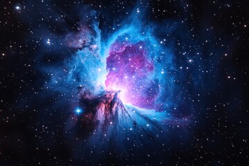 Wall Mural - Cosmic Nebula in Blue and Purple Hues with Stars and Swirling Clouds