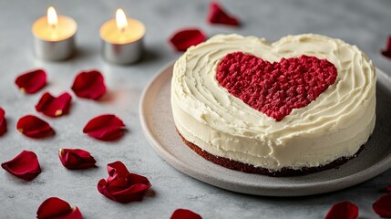 Celebrating love with a heart-shaped cake romantic dinner table food cozy atmosphere close-up view sweet moments