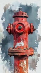 Canvas Print - Vintage Red Fire Hydrant: Urban Grit and Industrial Charm