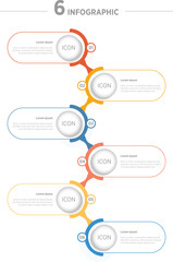 Wall Mural - Modern Business vector infographic design template with icons and 6 options or steps. Can be used for process diagram, presentations, workflow layout, banner, flow chart, info graph