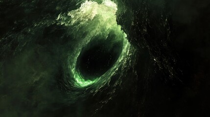 Canvas Print - a green nebula vortex: celestial swirl of galactic dust and energy