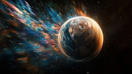 Canvas Print - earth in hyperspace: a cosmic journey through nebulae and stars