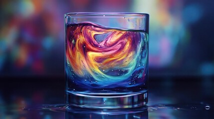 Wall Mural - colorful liquid swirling in a glass.