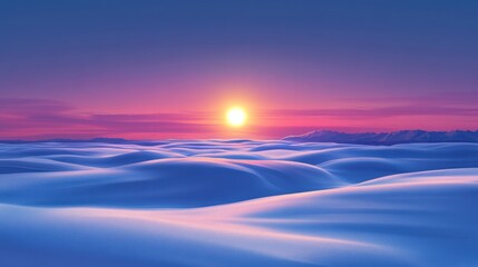 Wall Mural - Vibrant sunset over a snow-covered landscape with clouds.