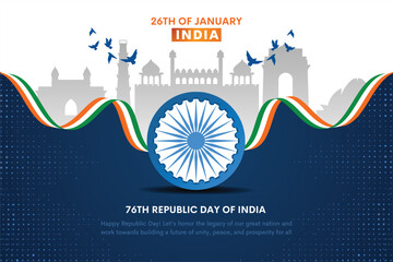 Wall Mural - Happy Republic Day of India. monument and Landmark. Creative vector illustration graphic design. 26th january, 15th of august.
