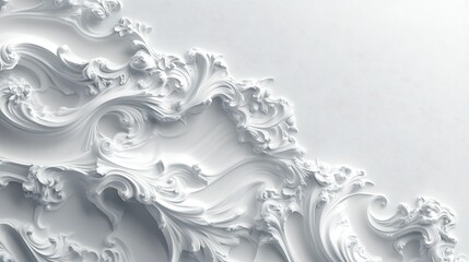 Wall Mural - Elegant White Ornate Wall Design Swirls And Curls