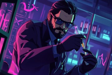 Wall Mural - Scientist Conducting Criminal Investigation in Lab
