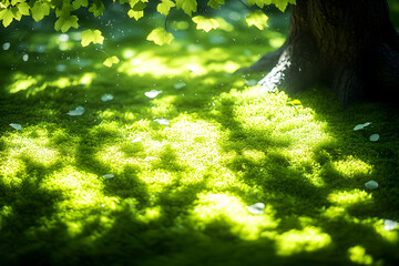 Wall Mural - Sunlit Mossy Forest Floor Illustration