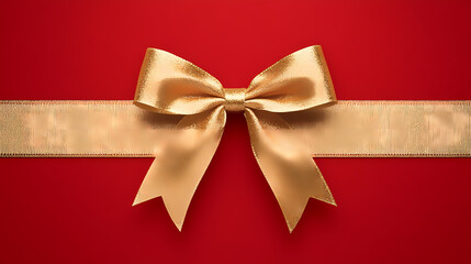 Golden bow and festive red background