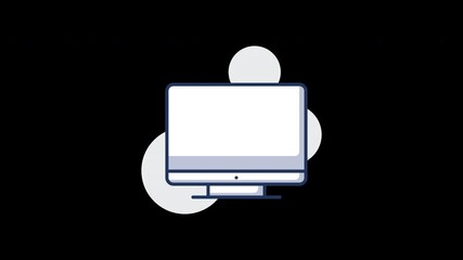 Wall Mural - A computer monitor illustration set against abstract shapes in a sleek design.