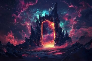Wall Mural - Discover the beauty of a cosmic doorway amidst stellar wonders.