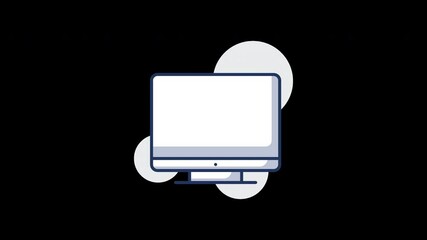 Wall Mural - A minimalist illustration of a computer monitor on a black background.