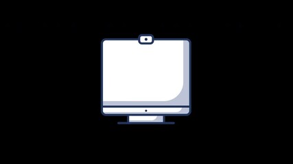 Wall Mural - A minimalistic computer monitor illustration with a webcam on a black background.