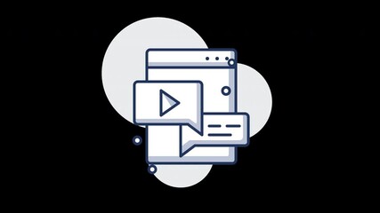Wall Mural - A flat design illustration of a digital screen with play buttons and notifications, suitable for explainer videos.