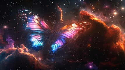 Wall Mural - cosmic butterfly nebula: a celestial lepidoptera soaring through the galactic void