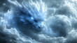 © Mandan - Majestic Ice Dragon Emerging from Winter Clouds