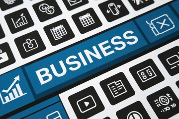 Business applications shown on a digital interface