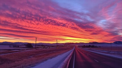 Wall Mural - Majestic Sunrise Over Rural Highway