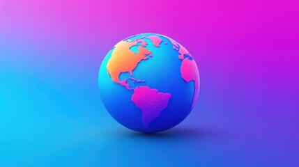 Vibrant 3D Earth Globe on Gradient Background