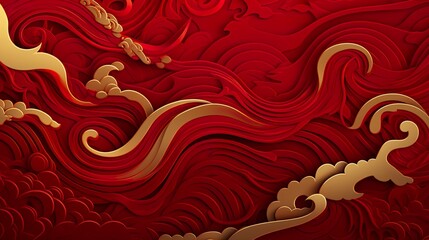 Wall Mural - chinese traditional background design with abstract pattern in red background chinese red textured p
