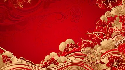 Wall Mural - chinese traditional background design with abstract pattern in red background chinese red textured p