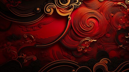 Wall Mural - chinese traditional background design with abstract pattern in red background chinese red textured p