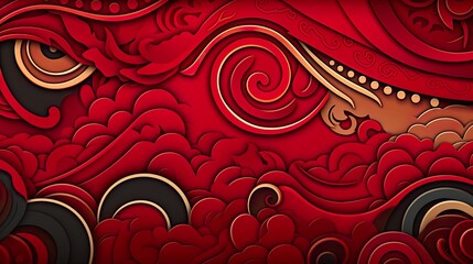 Wall Mural - chinese traditional background design with abstract pattern in red background chinese red textured p