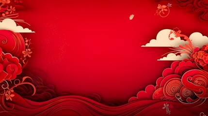 Wall Mural - chinese traditional background design with abstract pattern in red background chinese red textured p