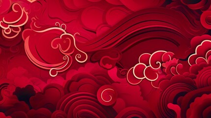 Wall Mural - chinese traditional background design with abstract pattern in red background chinese red textured p