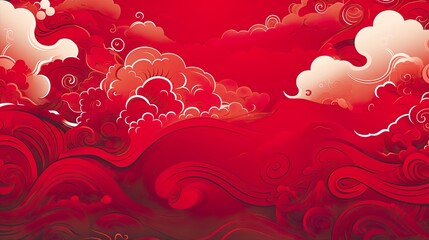 Wall Mural - chinese traditional background design with abstract pattern in red background chinese red textured p