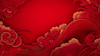 Wall Mural - chinese traditional background design with abstract pattern in red background chinese red textured p