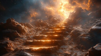 Canvas Print - stairway to heaven with copy space jacob had a dream in which he saw a stairway resting on the earth with its top reaching to heaven genesis 28