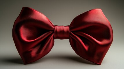 Wall Mural - Close-up of a rich red silk bow tie, elegantly tied.