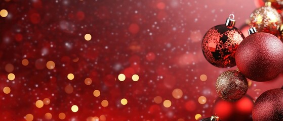 Wall Mural - a red background with a bunch of red and gold ornaments