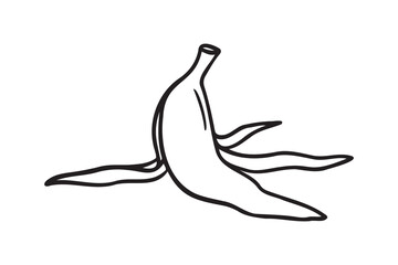 banana peel doodle hand drawn icon. outline drawing banana peel line clipart symbol
