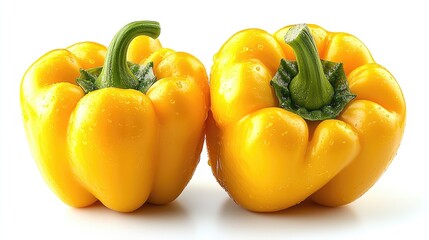 Sticker - Two Vibrant Yellow Bell Peppers on White Background